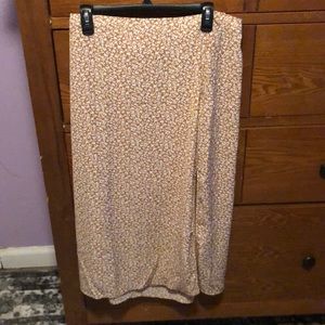 Abercrombie Yellow Floral MIDI Skirt with Side Slit size XLP